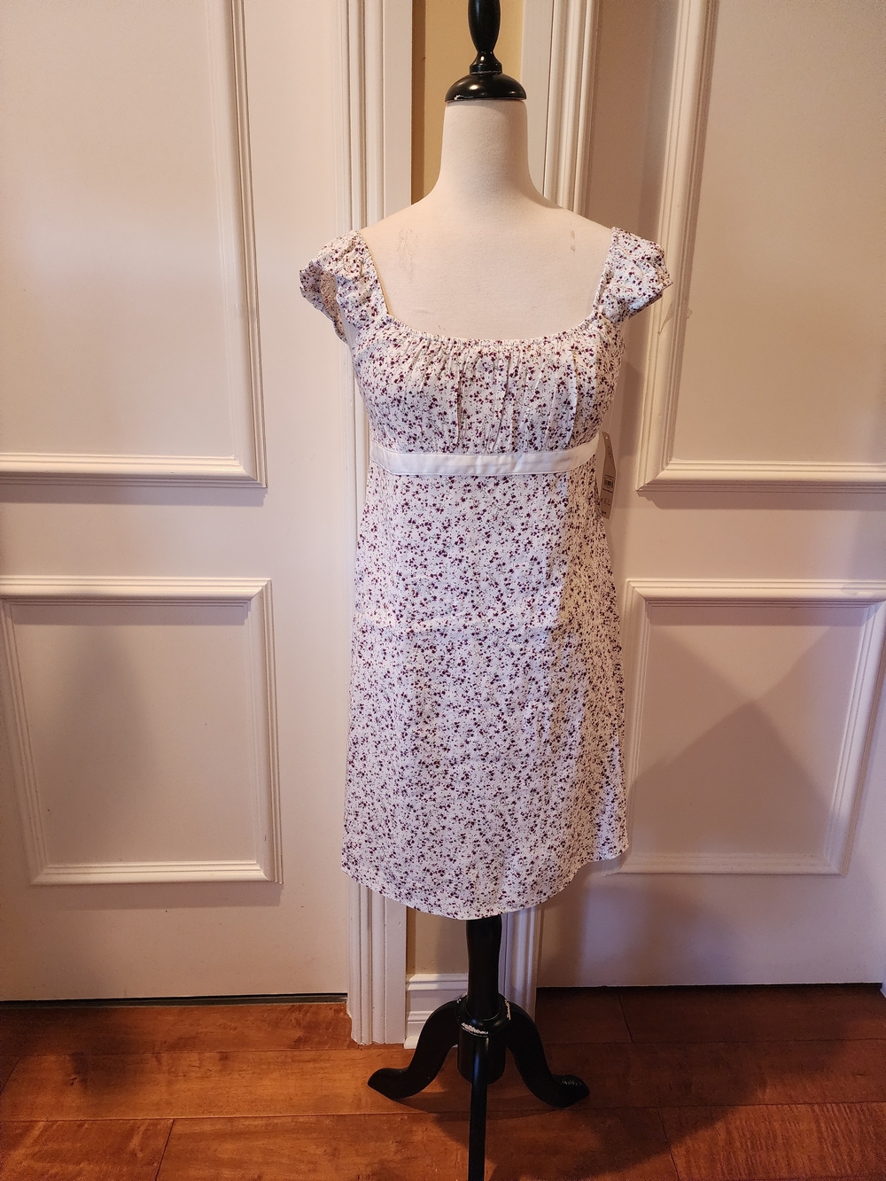 No Boundaries White Floral Square-Neck Mini Dress